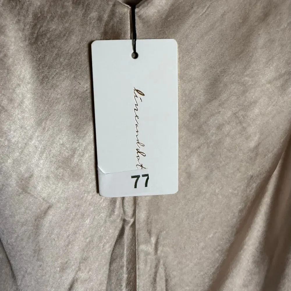 Line & Dot Dolly Oyster Satin Sleeveless V-Neck Slip Midi Dress Size Small - Picture 10 of 12